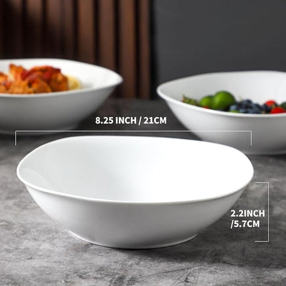 fMBB 4pcs Large Pasta Bowls, 35 OZ Porcelain Deep Dinner Plates, Big Salad - Image 2