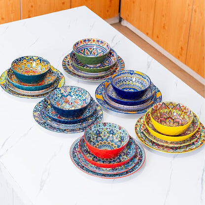 24 Pieces Dinnerware Sets, Plates and Bowls Set, Porcelain Dishes Set - Image 8