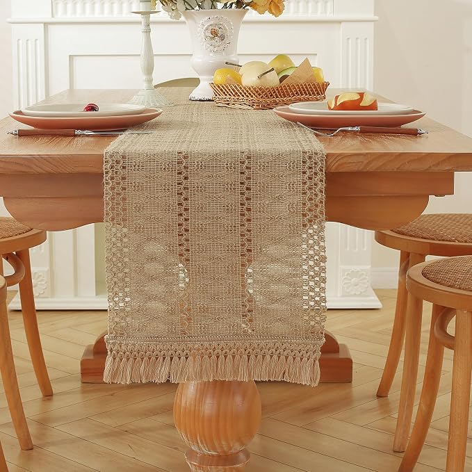 Burlap Boho Table Runner for Home Decor - Image 3