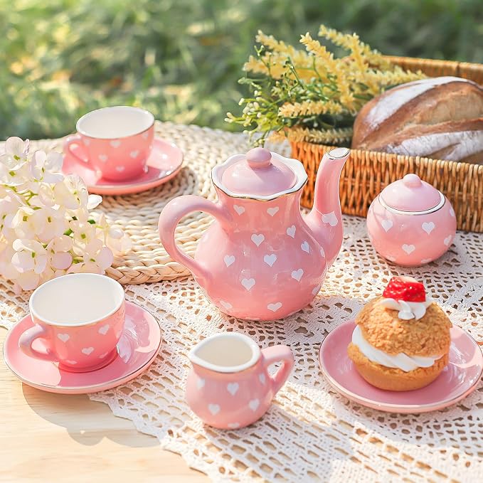 TUZT Tea Party Set for Little Girls Ages 3-8, Princess Tea Time Toy Includes - Image 4