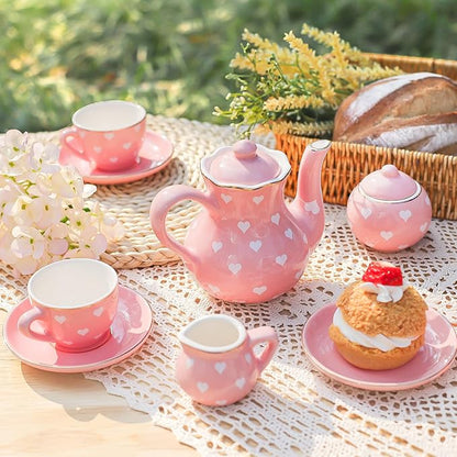 TUZT Tea Party Set for Little Girls Ages 3-8, Princess Tea Time Toy Includes - Image 4