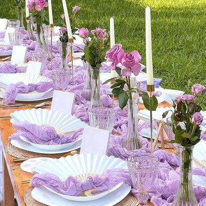 3 Pack Purple Cheesecloth Table Runner 35x120 Inches, Summer Boho Rustic Lilac - Image 2
