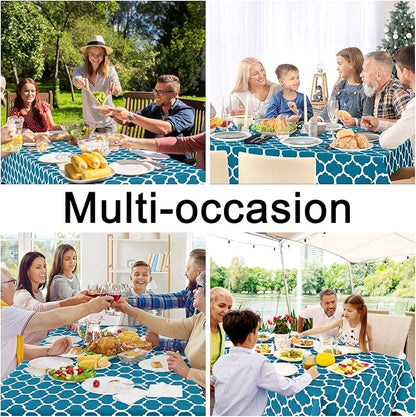 Smiry Rectangle Table Cloth Cover, Waterproof Vinyl Tablecloth with Flannel Backing for Rectangle Tables, Wipeable Spillproof Plastic Tablecloths for Dining, Camping, and Indoor (60"x102", Teal)