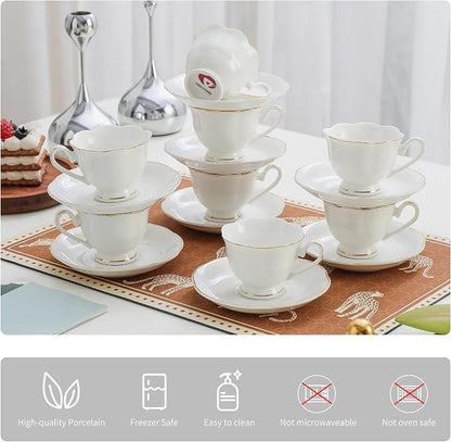 White Porcelain 75ml Demitasse Set of 8 - Image 4