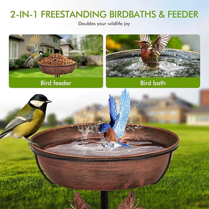 Metal Bird Bath Feeder for Outside – 3.14’’ Deep Birdbaths Bowl - Image 4