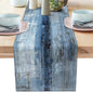 Blue Grey Long Table Runners Modern Art Farmhouse Linen Table Runners Dresser by AILUER