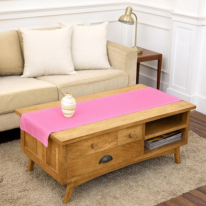 Solino Home 100% Pure Linen Dining Table Runner Flamingo Pink, 14 x 60 in | by SolinoHome