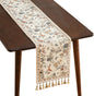 Designer French Linen Table Runner, Floral Bird Pattern, Dining Table, by Isaennehomedecoration