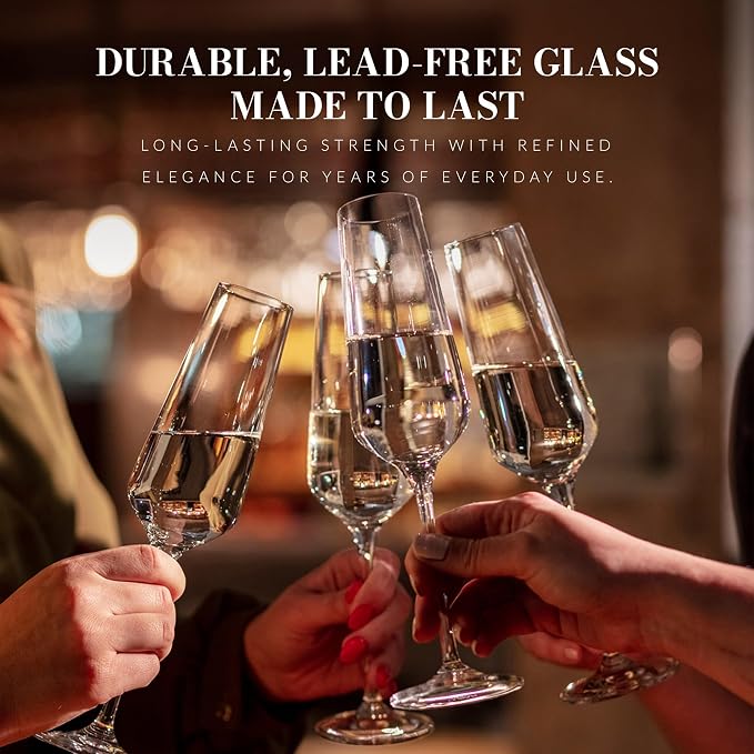 KROSNO Crystal Champagne Flute Glass | Set of 6 | 6.1 oz | Avant-Garde - Image 8