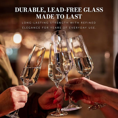 KROSNO Crystal Champagne Flute Glass | Set of 6 | 6.1 oz | Avant-Garde - Image 8