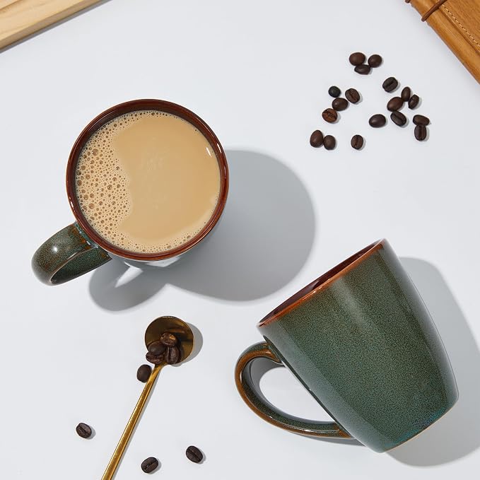 Pokini Coffee Mug 14 oz, Ceramic Coffee Mugs Set of 6, Reactive Glaze Mug - Image 4