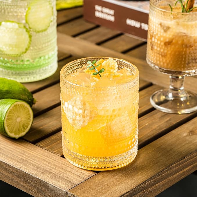KEMORELA Vintage Glassware Drinking Glasses Set of 4, Hobnail Drinking Glasses - Image 6