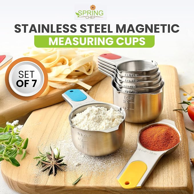 Spring Chef Magnetic Stainless Steel Measuring Cups Set of 7, Dishwasher Safe - Image 7