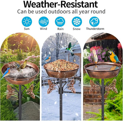 40In Metal Bird Bath for Outdoors, Removable 3" Deep 13" Dia Bowl Heavy-Duty - Image 4