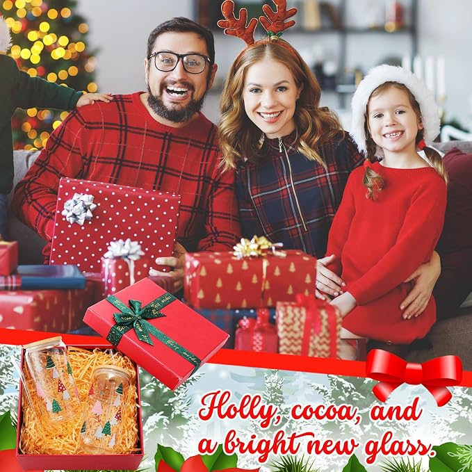 Sliner 2 Pcs Christmas Tree Glass Cups Summer Xmas Tumbler - Image 3