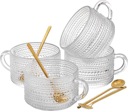 ZOOFOX Set of 4 Glass Coffee Mugs, 14 Oz Clear Glass Cups by zoofox