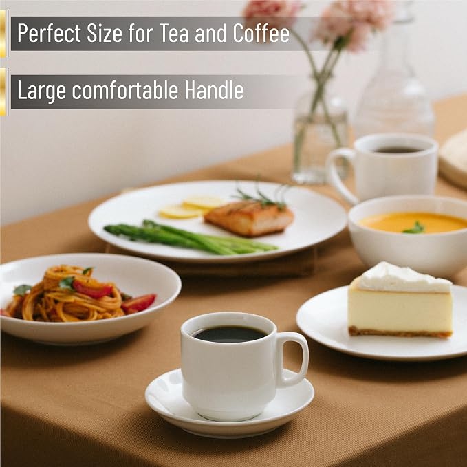BTaT- Stackable Tea Cups and Saucers, Cappuccino Cups, British Coffee Cups - Image 6