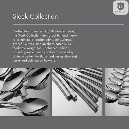 30-Piece Flatware Set For 6, Modern Sleek Design Silverware Set, 18 10 Stainless Steel Utensils, Include Knife/Fork/Spoon, Mirror Polished Set of Cutlery, Dishwasher Safe