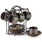 YHOSSEUN Espresso Cups 4 Oz, Porcelain Expresso Shots Cup Set of 6, Metal Stand by YHOSSEUN