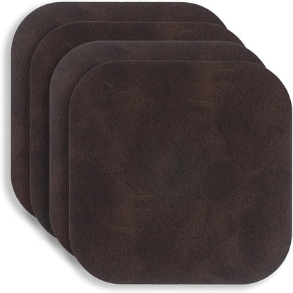 KAF Home Santiago Rectangular Bio Based Vinyl Coasters, Dark Brown by KAFHome