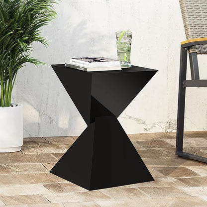 BECHAEO Black Acrylic Side Table Set of 2, Small End Tables for Small Spaces, Modern Acrylic End Tables Living Room Bedroom Nightstand with Irregular Design, Lightweight Farmhouse Outdoor Side Tables