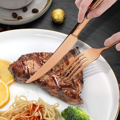 Hammered Rose gold 30 Pieces Set Silverware Set - Image 7