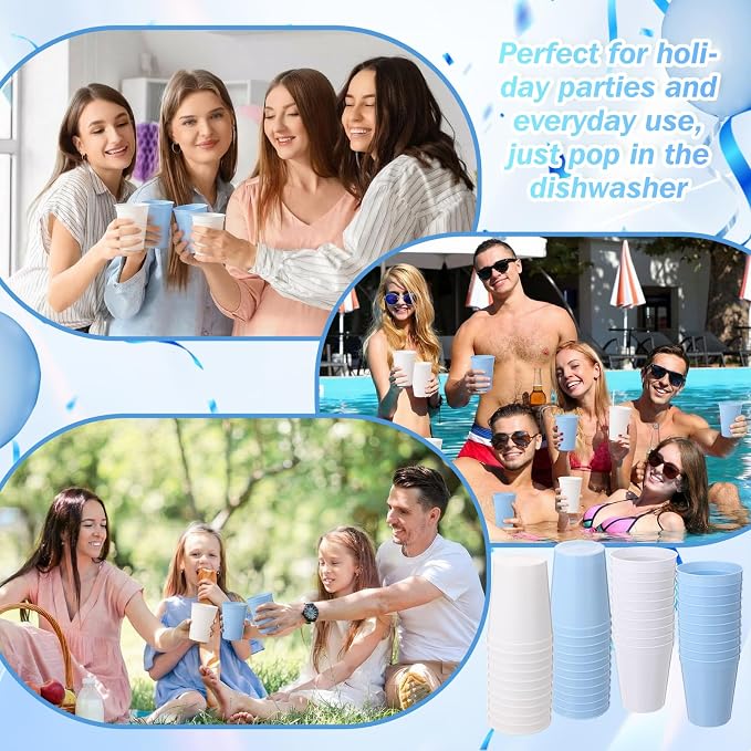 Yungyan 100 Pack 16 oz Stadium Cups Reusable Plastic Cups Blank Drink Stadium - Image 6