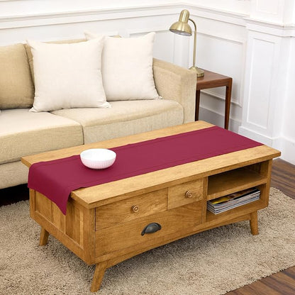 Solino Home 100% Pure Linen Table Runner Beet, Classic Hemstitch 14 x 60 in | by SolinoHome
