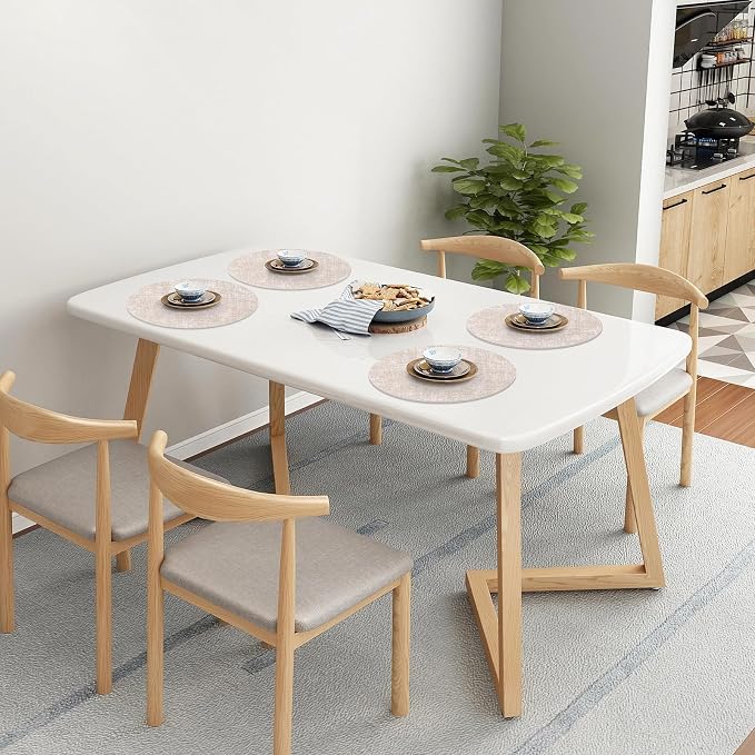 Homaxy Round Faux Leather Placemats and Coasters, Wipeable Place Mats, - Image 9