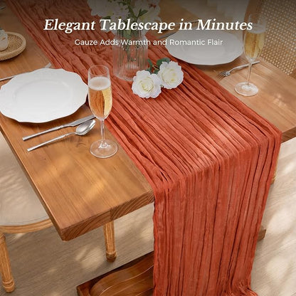 10 Pack Terracotta Cheesecloth Gauze Table Runners, 35x120 Inch | Extra Wide - Image 2