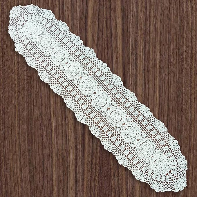 Phantomon Oval Lace Table Runner Doilies Floral Table Scarf Furniture Cloth by Phantomon