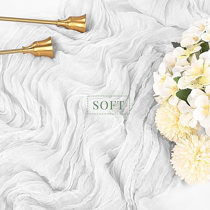 6 Pcs White Cheesecloth Table Runner 10FT Runner - Image 4