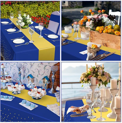 12 Pack Blue and Gold Tablecloth and Table Runner Party Decorations, Royal Blue - Image 6