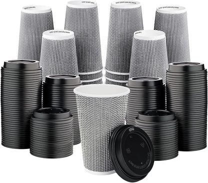 Harvest Pack 16 oz Disposable Coffee Cups, Insulated Ripple Double-Walled Paper by HarvestPackGOURMETSHOWCASE