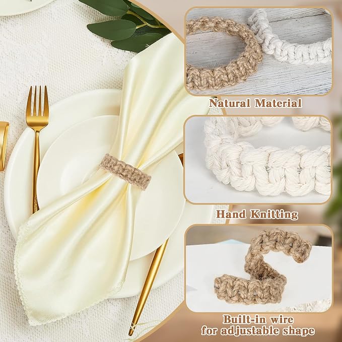 Meplait Napkin Rings Set of 6, Boho Napkins Holders Ring - Image 5