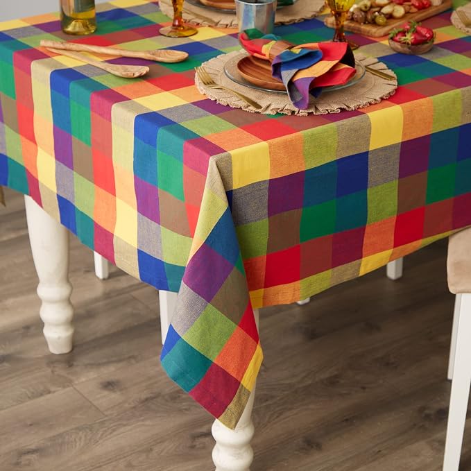 DII Checkered Tabletop Collection 100% Cotton, Machine Washable, Tablecloth - Image 6