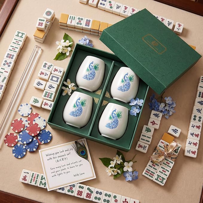 Qinyoung 4 Pcs 15 oz Mahjong Cups Wine Glass Mahjong Accessories and Gifts - Image 4