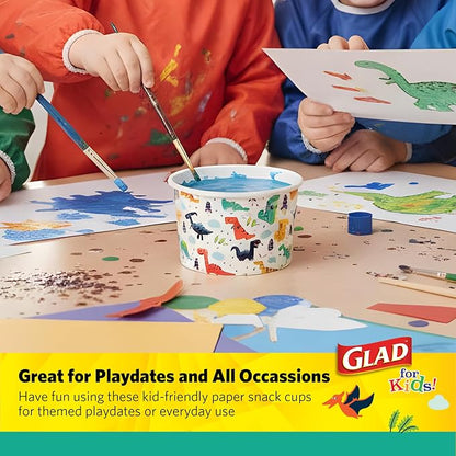 Glad for Kids Mini Disposable Paper Bowls, 6 Oz, colorful dino design, no lids - Image 5