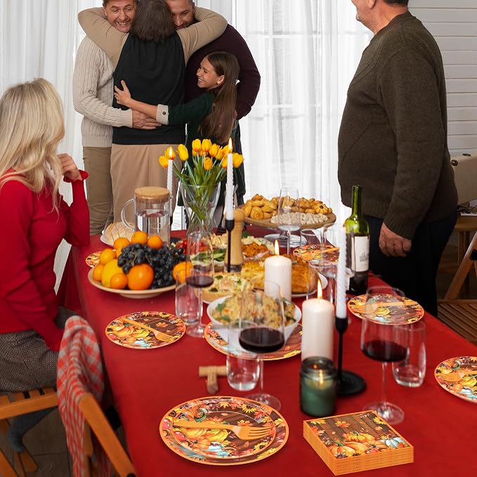 96 Pieces Thanksgiving Pumpkin Tableware Set Party Supplies - Image 7