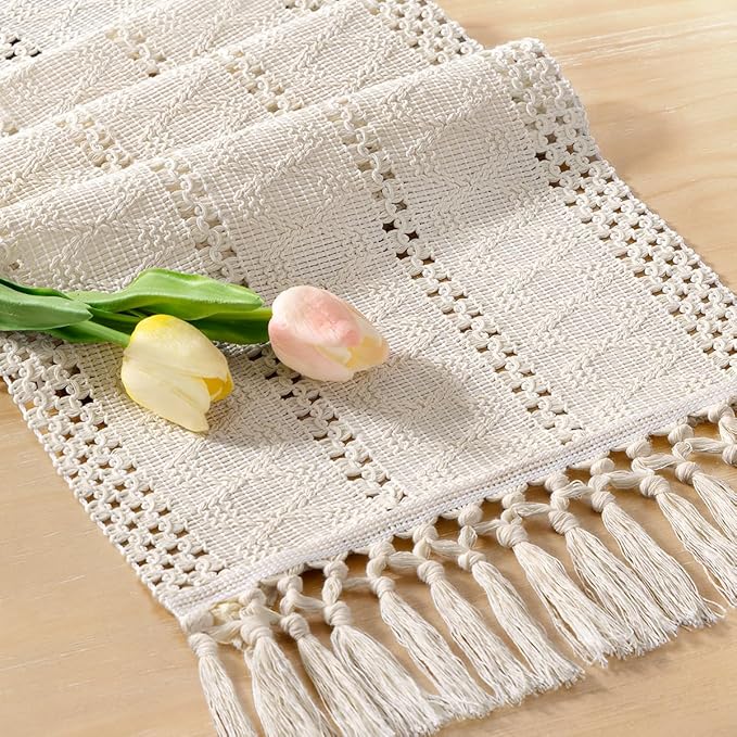 Boho Table Runner Summer Farmhouse Rustic Dining Dresser Scarf Home Decor | by Socomi