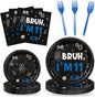 96Pcs 11th Birthday Party Plates Supplies Bruh I’m 11 Years Old Blue Black by G1ngtar