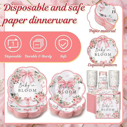 250 Pcs Baby in Bloom Baby Shower Plates Napkins - Image 5