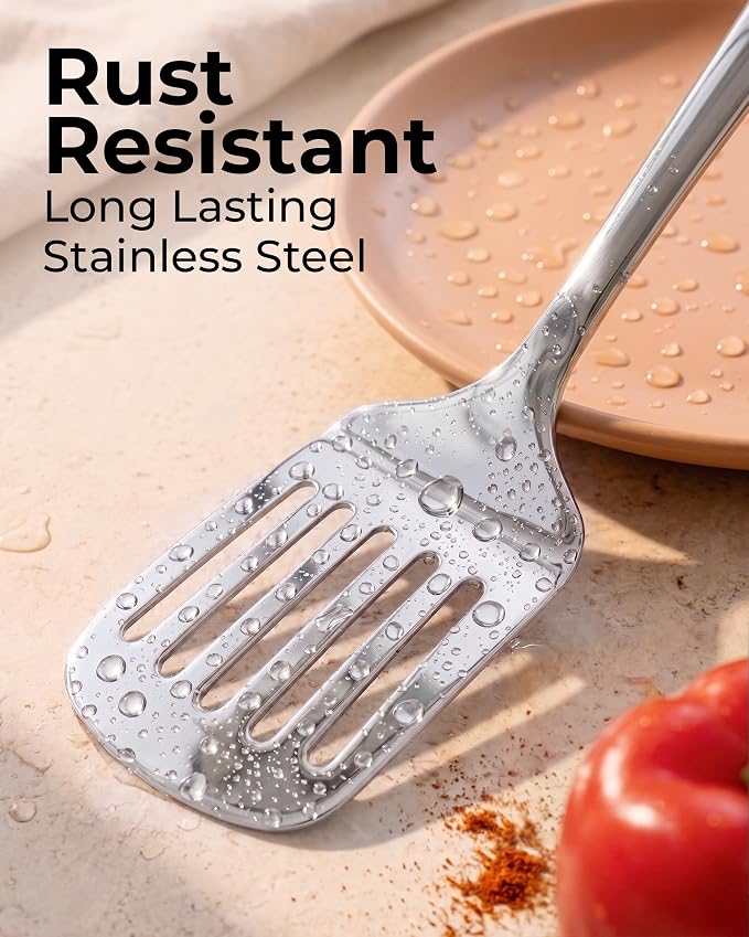 Zulay Kitchen Stainless Steel Slotted Spatula Turner | 14.8” Heat-Resistant - Image 5
