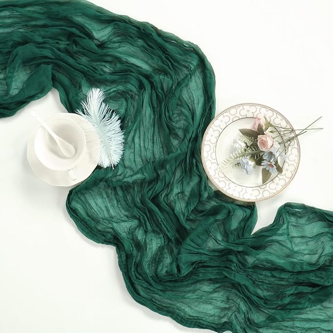 6 Pack Emerald Green Cheesecloth Table Runner 35 x 120 Inch | Boho Gauze Cheese - Image 6