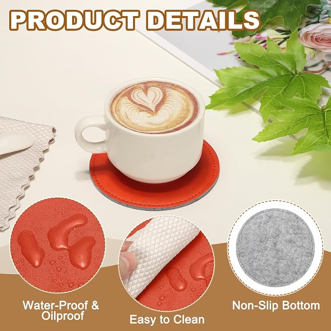 uxcell 5Pcs PU Leather Coasters - Image 3