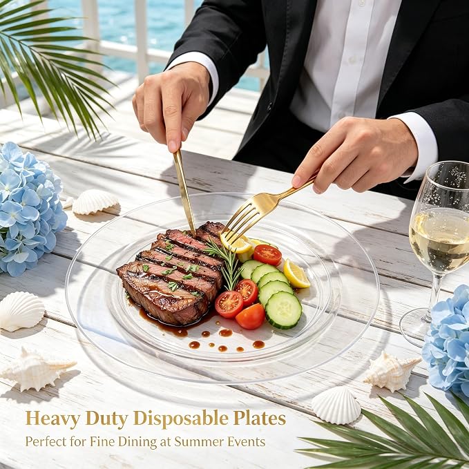 FLOWERCAT 60PCS Clear Plastic Plates - Image 11