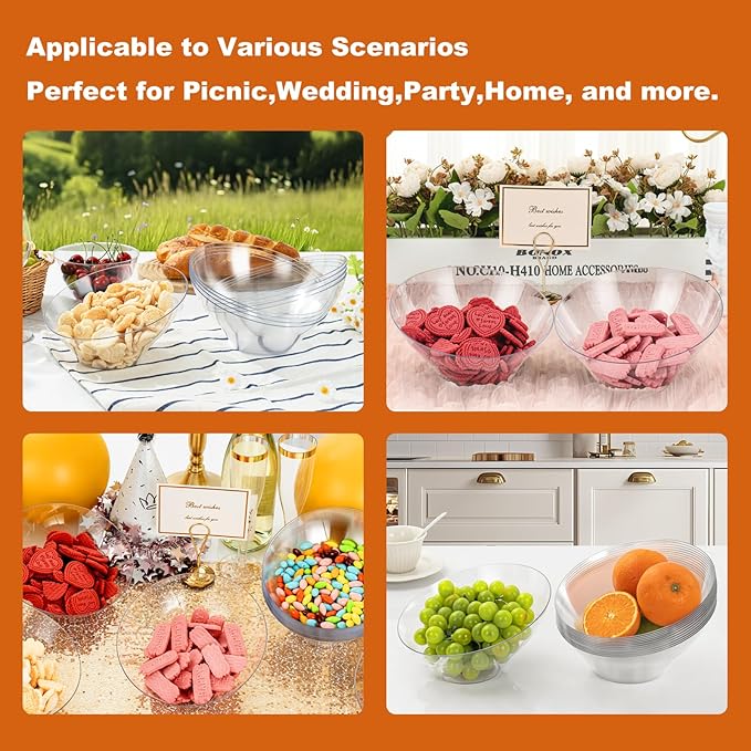 20 Pack Clear Plastic Serving Bowls - Image 4