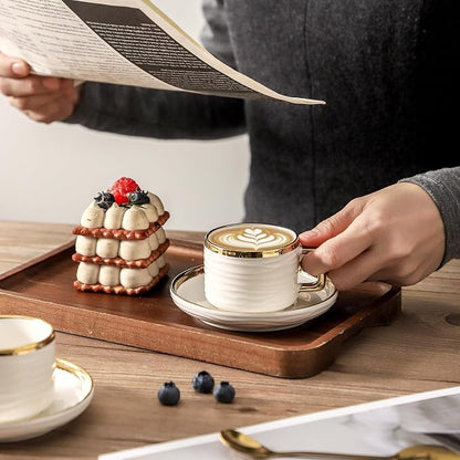 LETAOTAO Espresso Cups and Saucers Set of 4, 3oz Mini Demitasse Mugs | Ceramic - Image 6