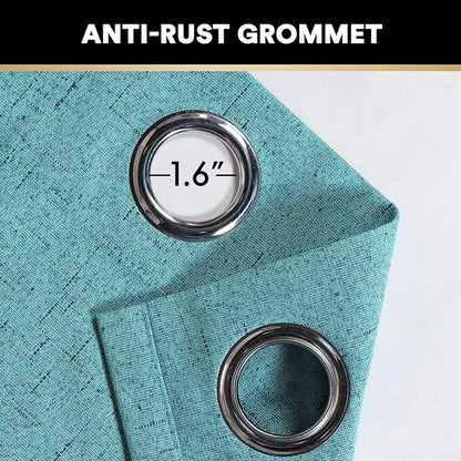 PrinceDeco Blackout Curtains for Bedroom Grommet Room Darkening Curtains & Drapes for Living Room Solid Thermal Insulated Textured Blackout Curtains Sun Blocking Drapes,52" W x 63" L,Teal Blue