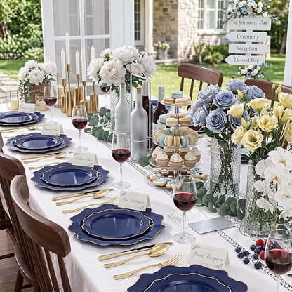 50PCS Navy Blue Disposable Plates Fancy Blue Plates - Image 8